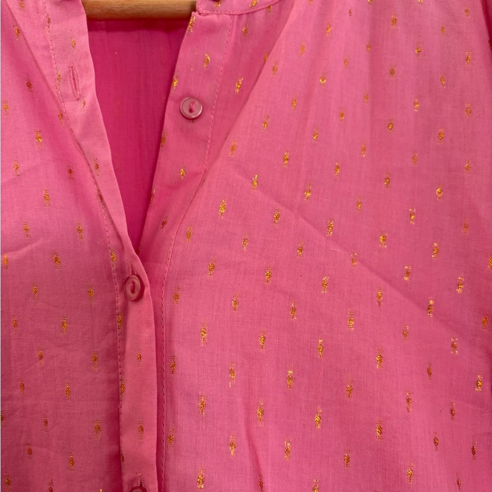 NWOT Emerson Fry India Collection Lucy Dress Pink Gold Lurex | Size L | Like New - Picture 7 of 9